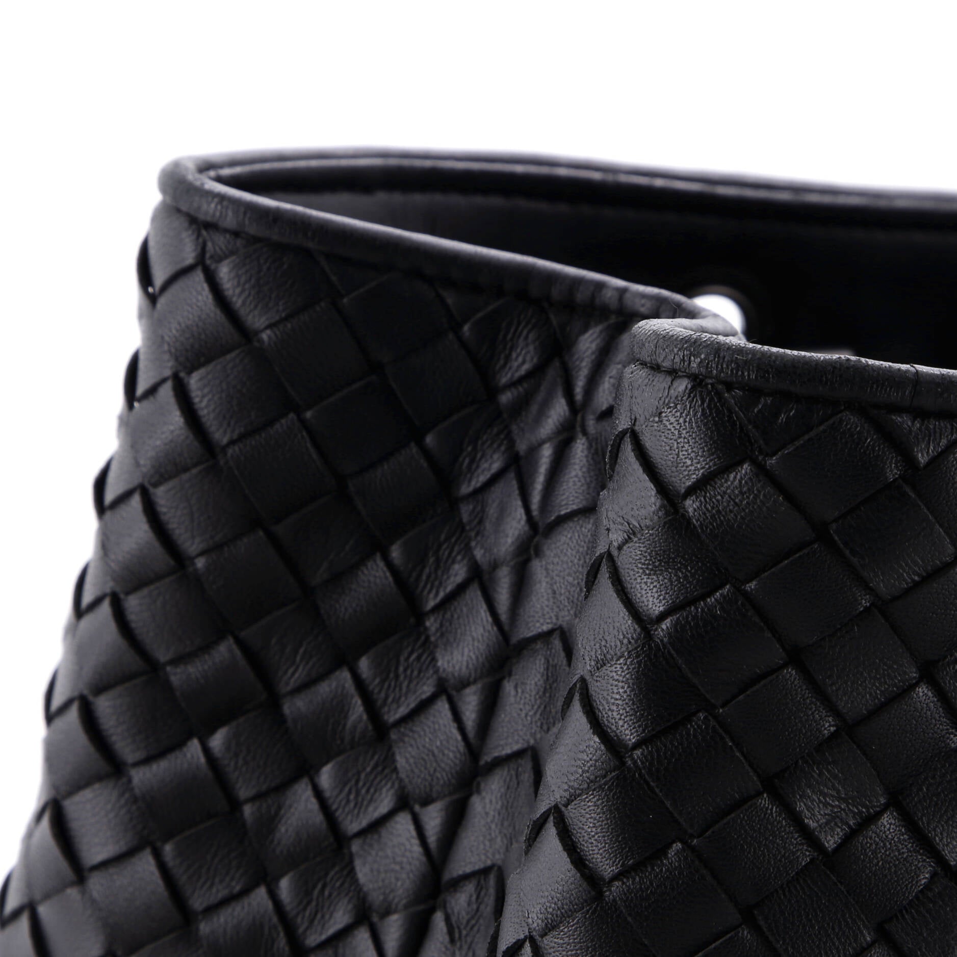 Double Chain Tote Studded Leather with Intrecciato Detail Medium