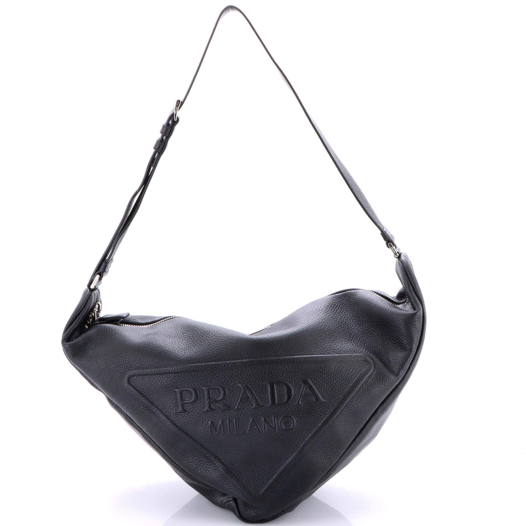 Triangle Logo Zip Messenger Leather Large