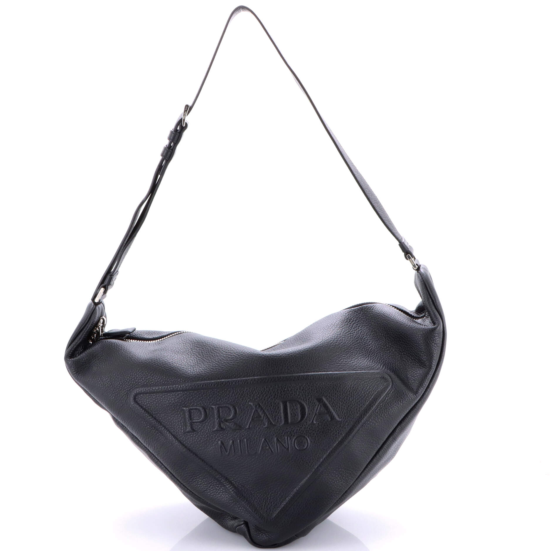 Triangle Logo Zip Messenger Leather Large