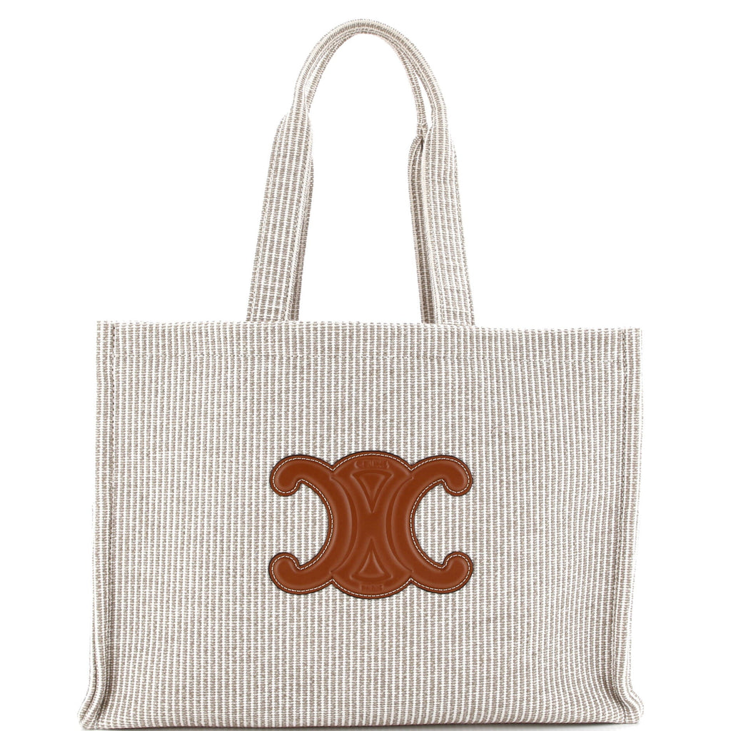Cabas Thais Tote Triomphe Striped Canvas Large