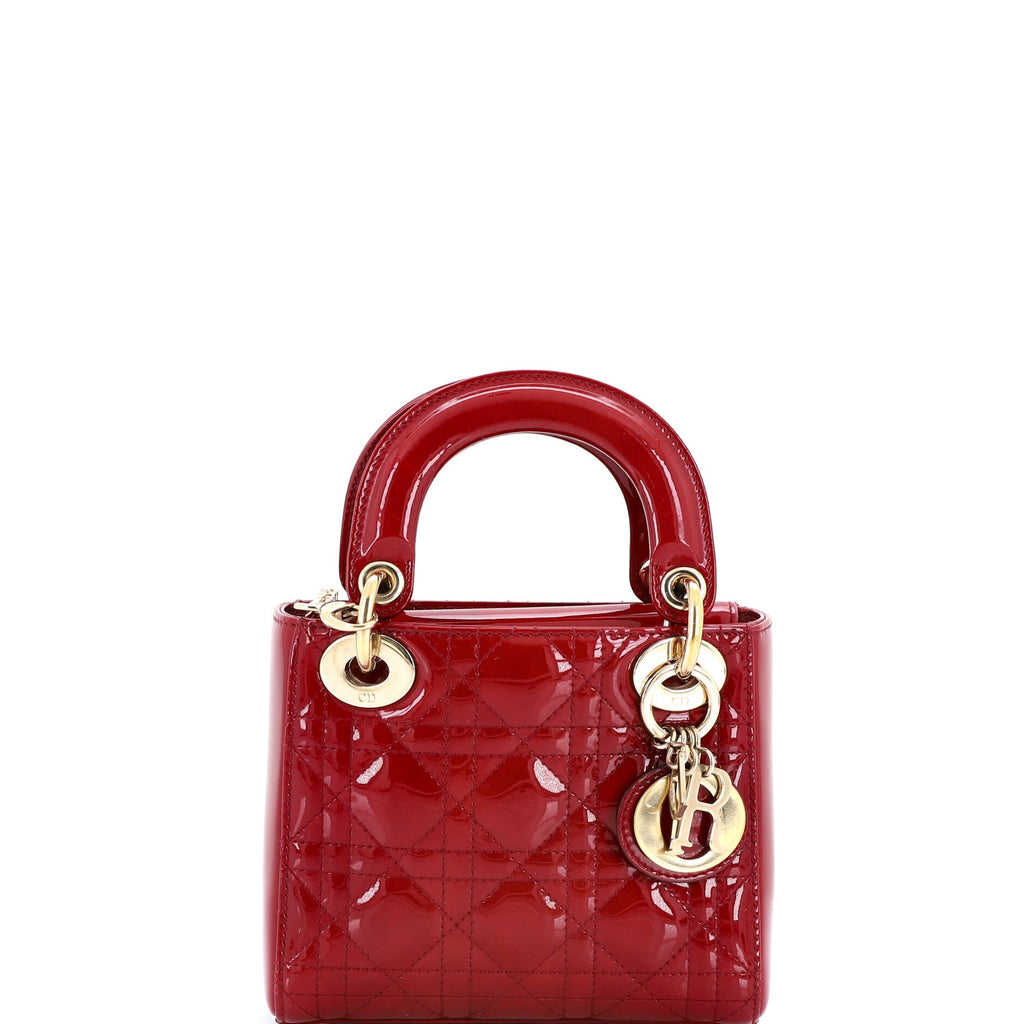 Lady Dior Chain Bag Cannage Quilt Patent Mini