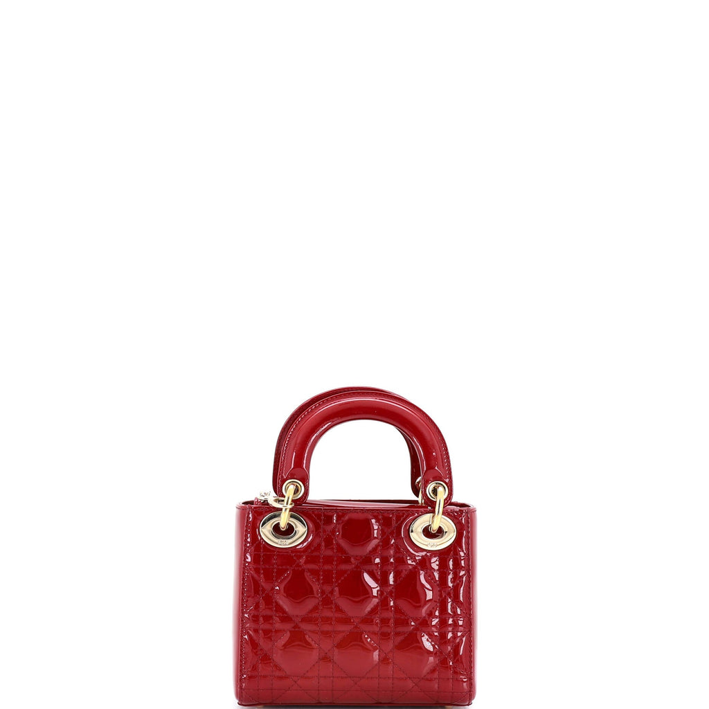 Lady Dior Chain Bag Cannage Quilt Patent Mini