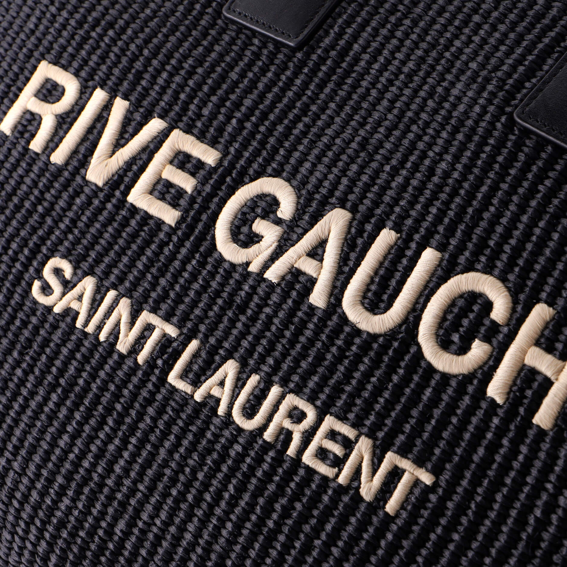 Rive Gauche Shopper Tote Raffia with Canvas Large