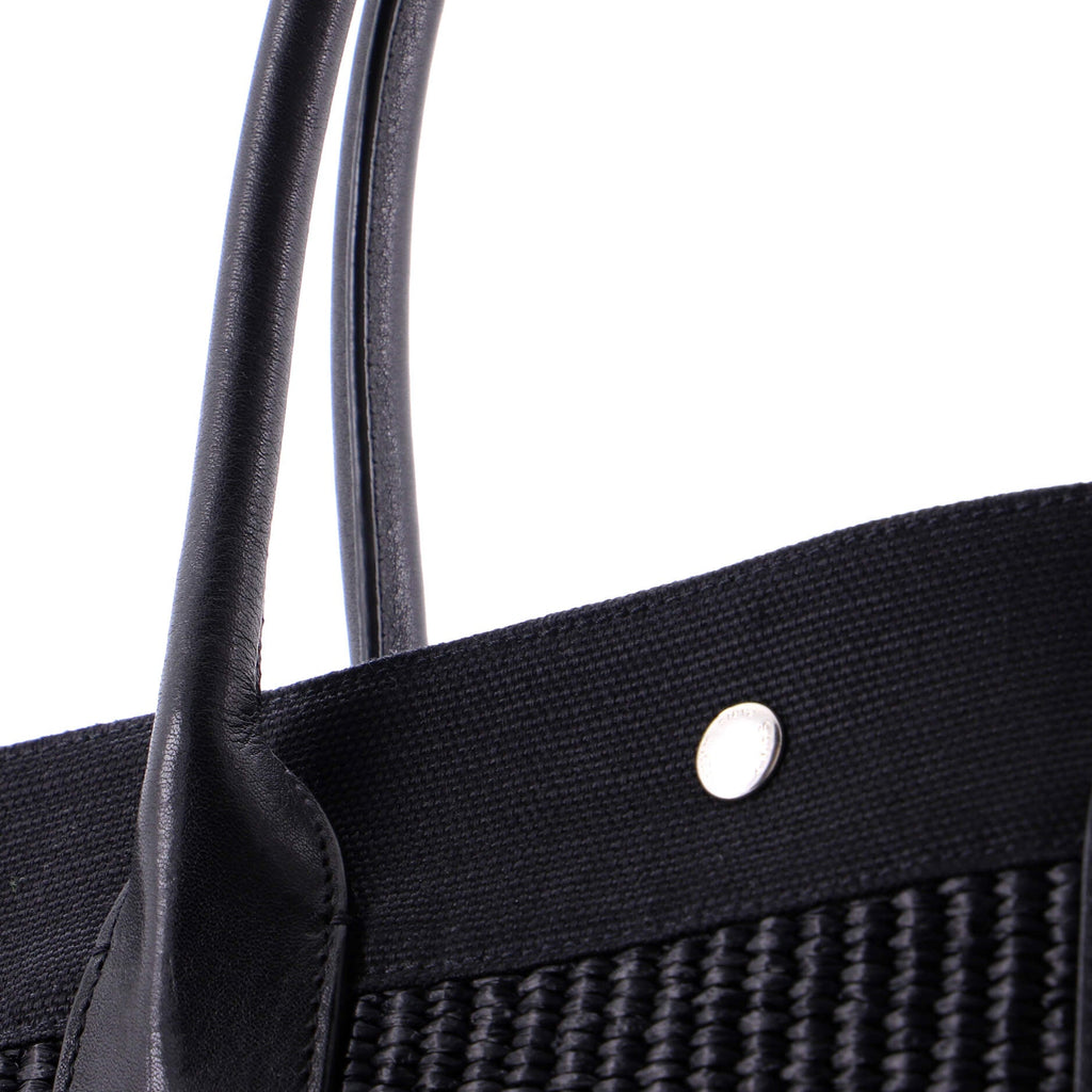 Rive Gauche Shopper Tote Raffia with Canvas Large
