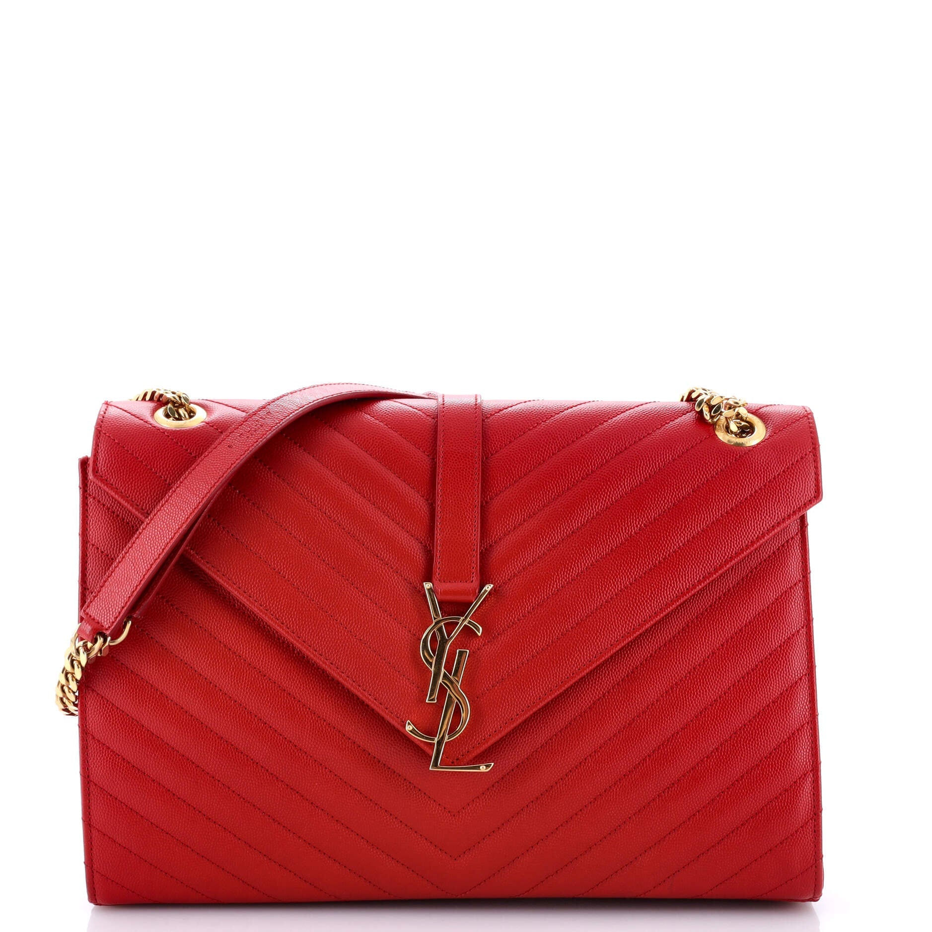 Classic Monogram Envelope Satchel Matelasse Chevron Leather Large