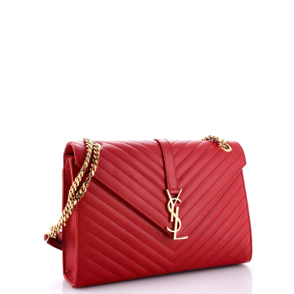 Classic Monogram Envelope Satchel Matelasse Chevron Leather Large