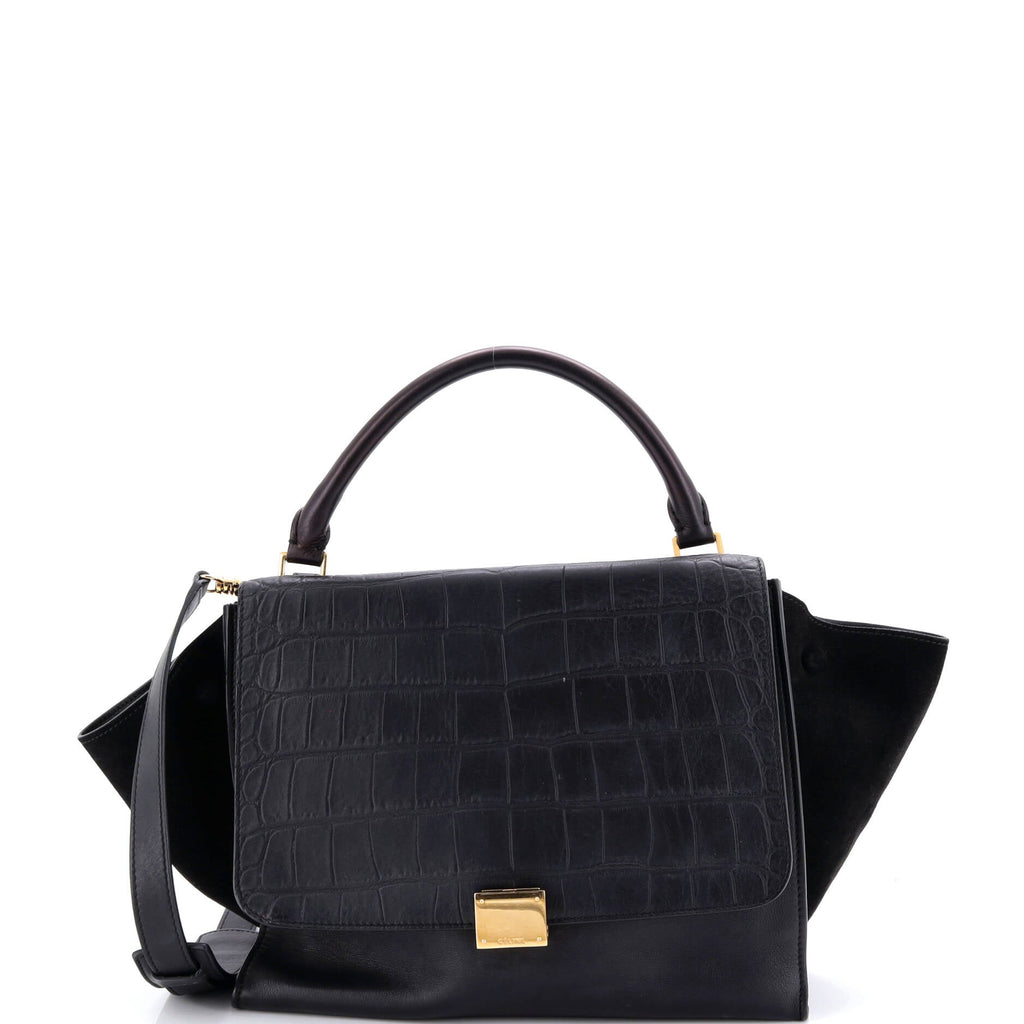 Trapeze Bag Crocodile Embossed Leather Medium