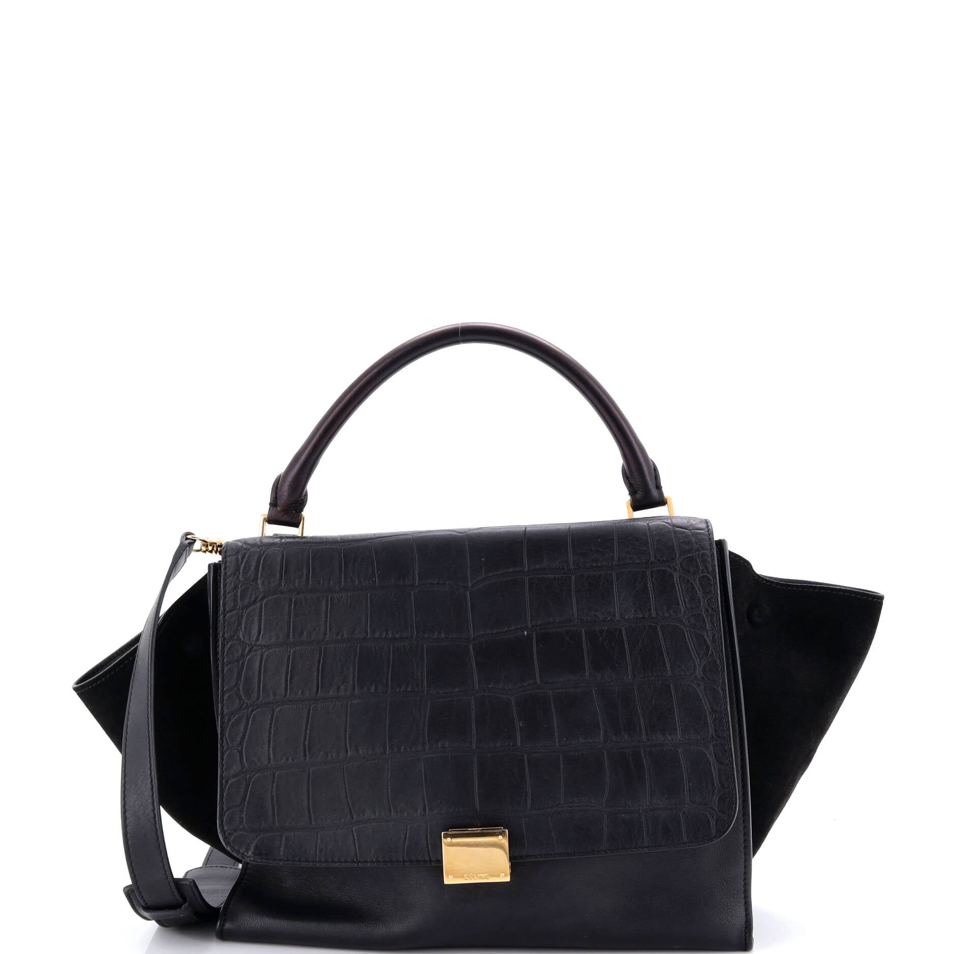 Trapeze Bag Crocodile Embossed Leather Medium