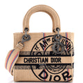 Lady D-Lite Bag Embroidered Jute Canvas Medium