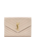 Classic Monogram Envelope Wristlet Clutch Matelasse Chevron Leather