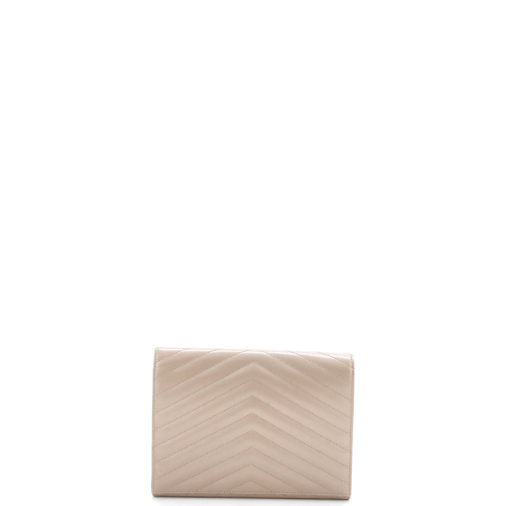 Classic Monogram Envelope Wristlet Clutch Matelasse Chevron Leather