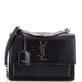 Sunset Crossbody Bag Crocodile Embossed Leather Medium