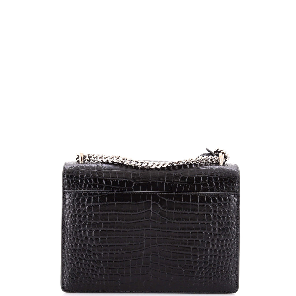 Sunset Crossbody Bag Crocodile Embossed Leather Medium
