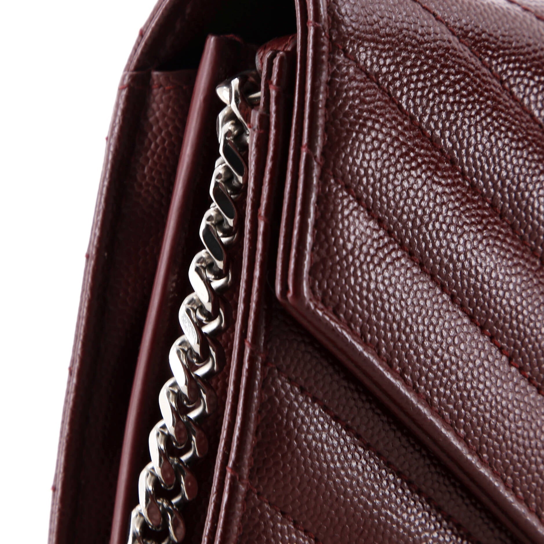 Classic Monogram Wallet on Chain Matelasse Chevron Leather Medium