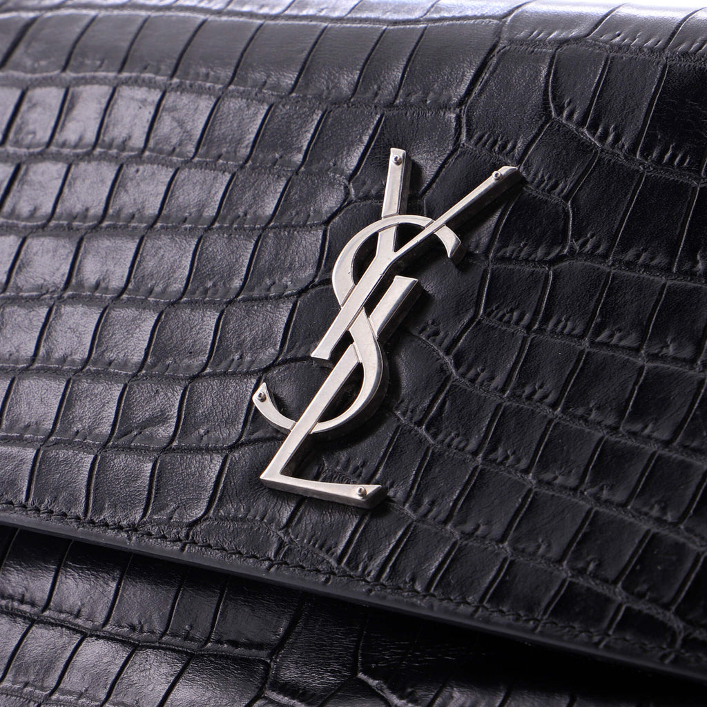 Sunset Crossbody Bag Crocodile Embossed Leather Medium