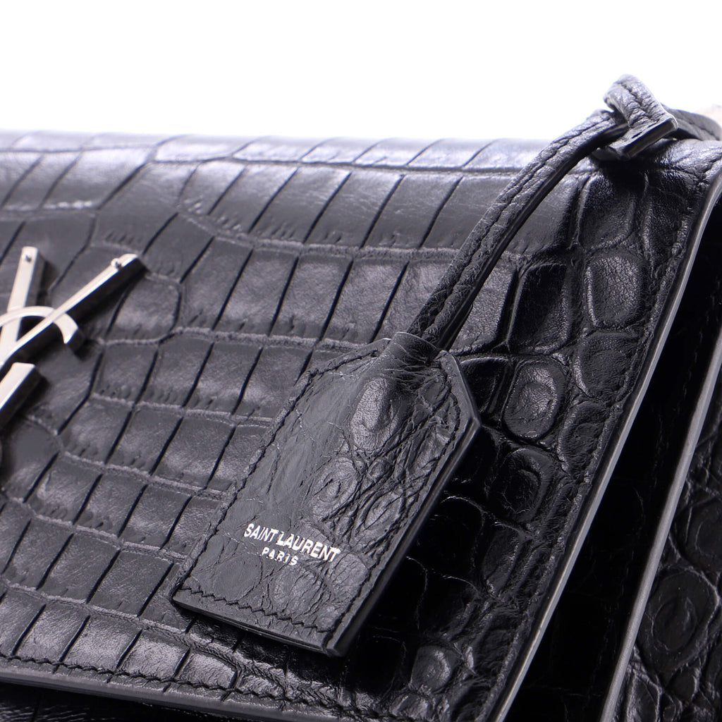 Sunset Crossbody Bag Crocodile Embossed Leather Medium