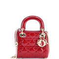 Lady Dior Chain Bag Cannage Quilt Patent Mini