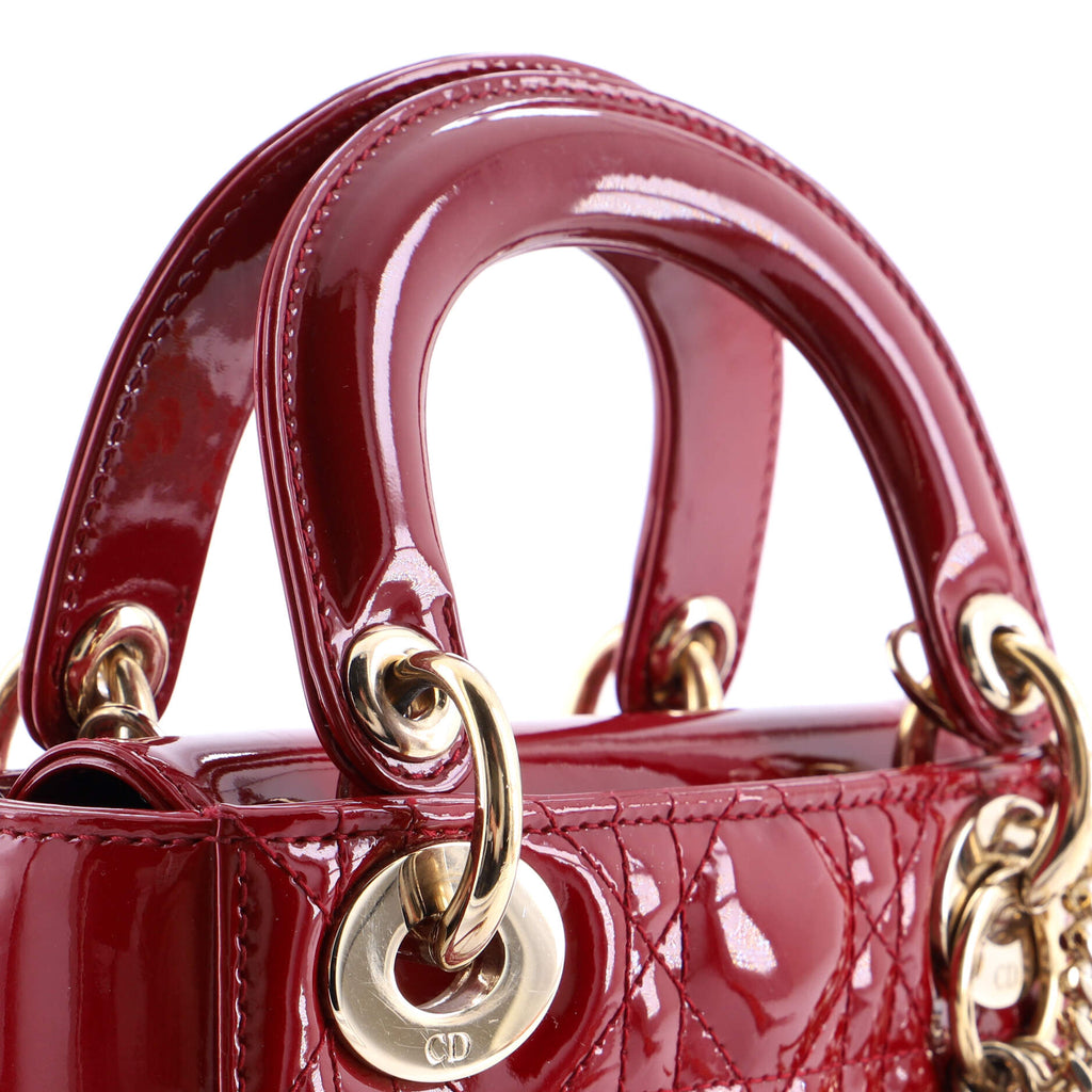 Lady Dior Chain Bag Cannage Quilt Patent Mini