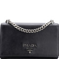 Chain Flap Crossbody Bag Tessuto and Saffiano Leather Medium