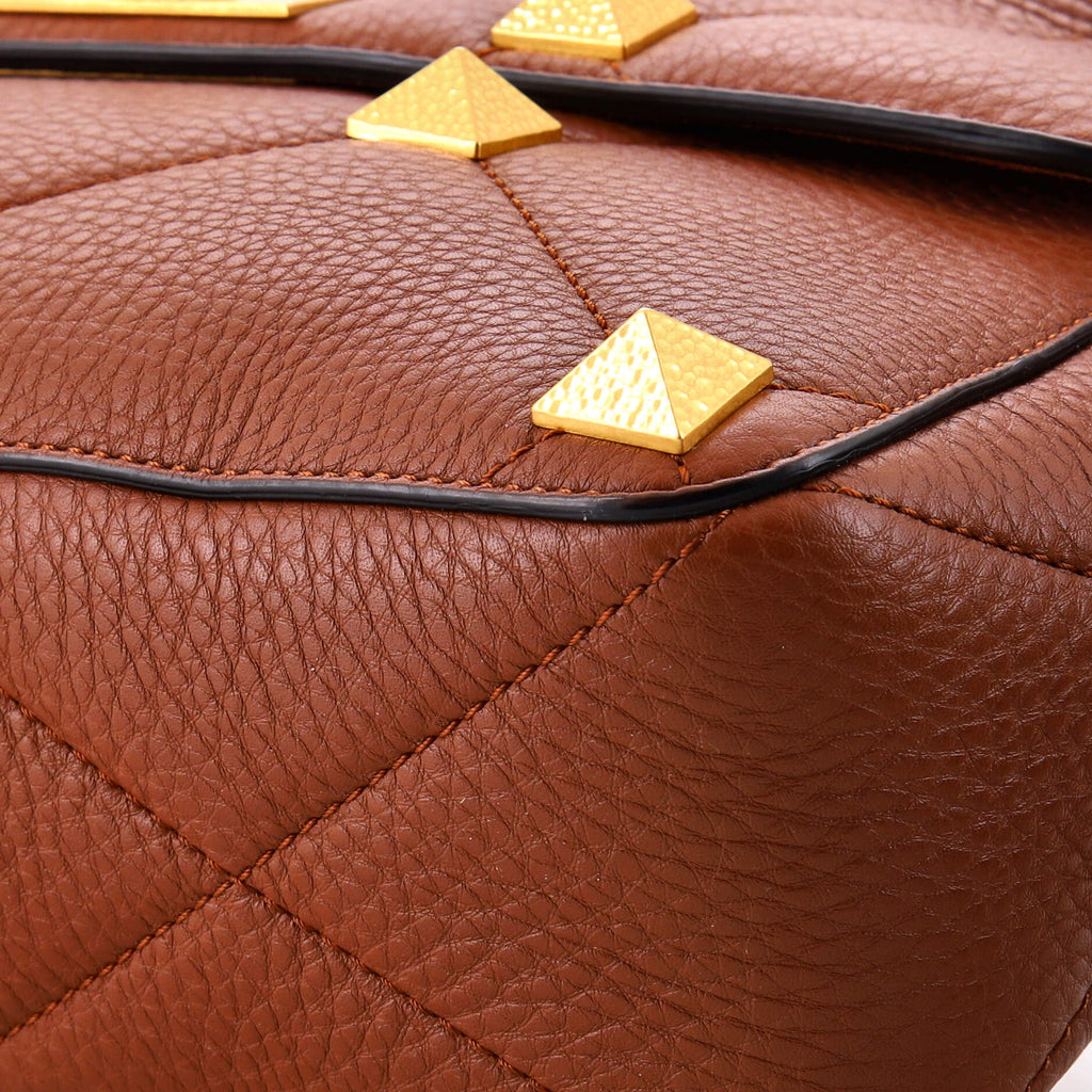Roman Stud Flap Bag Quilted Leather Large