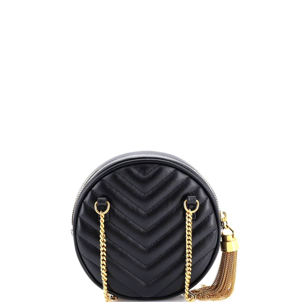 Vinyle Round Belt Bag Matelasse Chevron Leather Baby