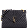 Classic Monogram Envelope Satchel Matelasse Chevron Leather Large