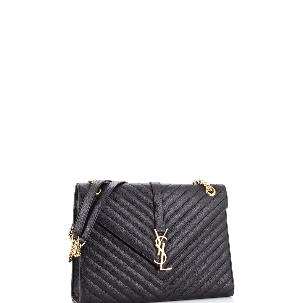 Classic Monogram Envelope Satchel Matelasse Chevron Leather Large