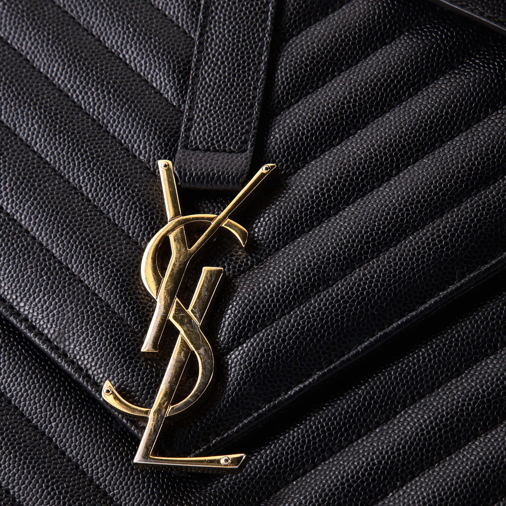 Classic Monogram Envelope Satchel Matelasse Chevron Leather Large