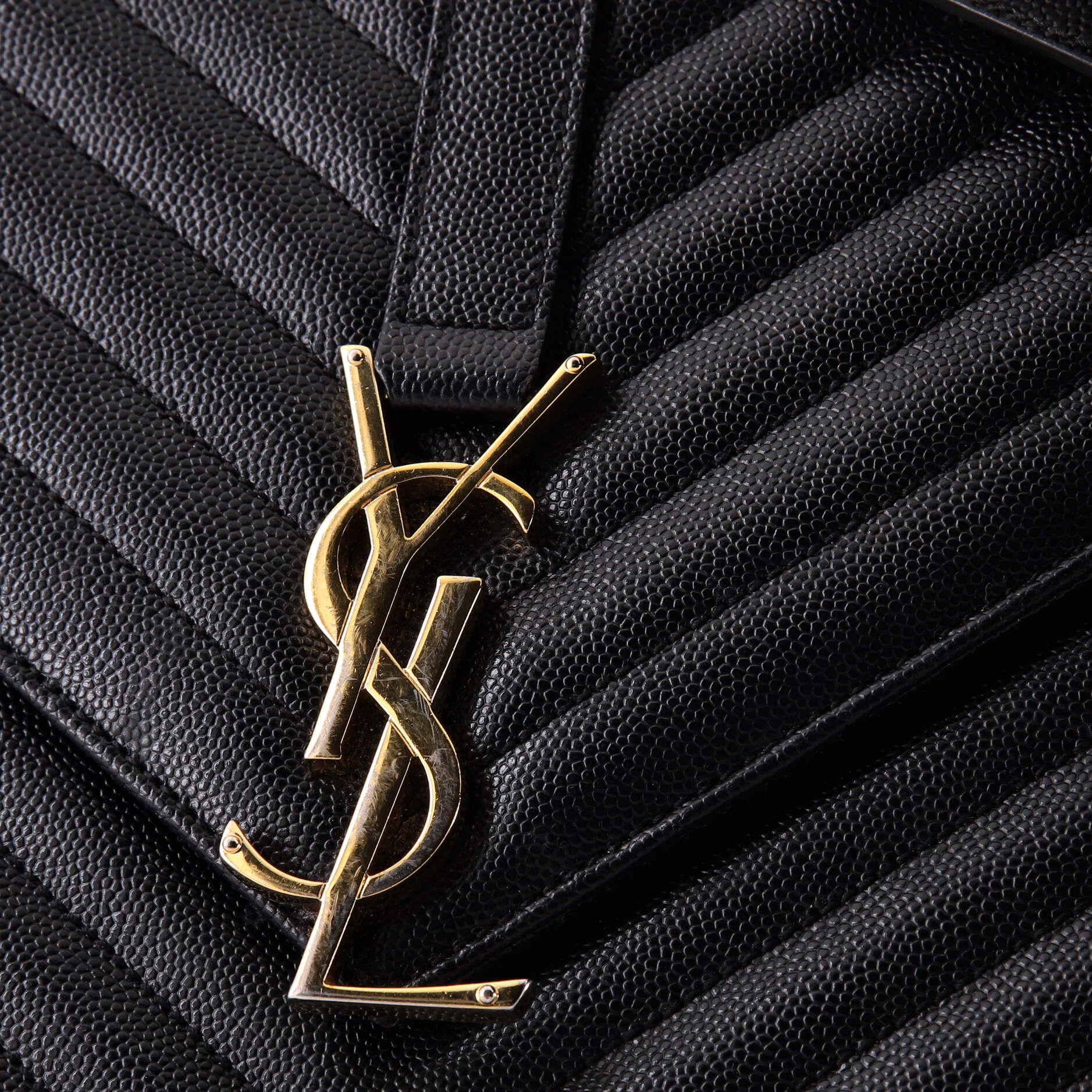 Classic Monogram Envelope Satchel Matelasse Chevron Leather Large