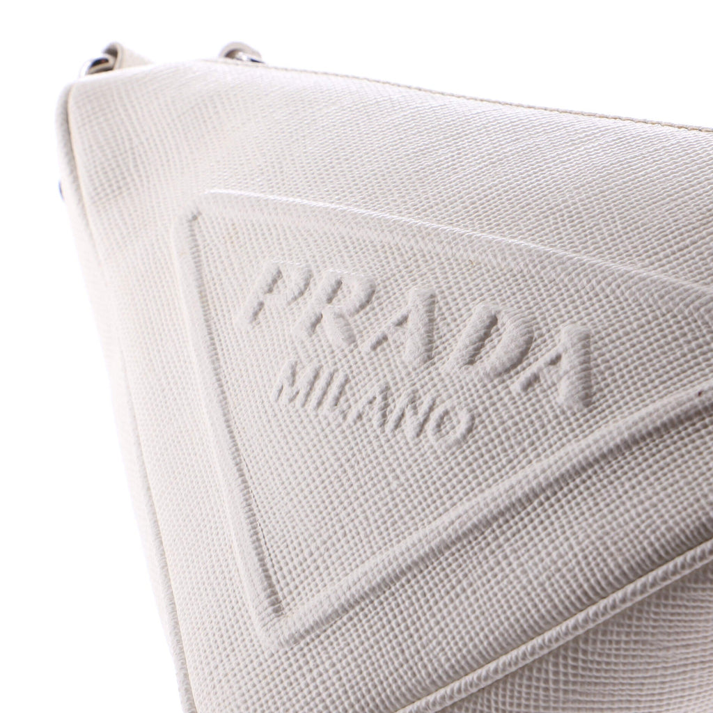 Triangle Logo Zip Crossbody Bag Saffiano Leather Small