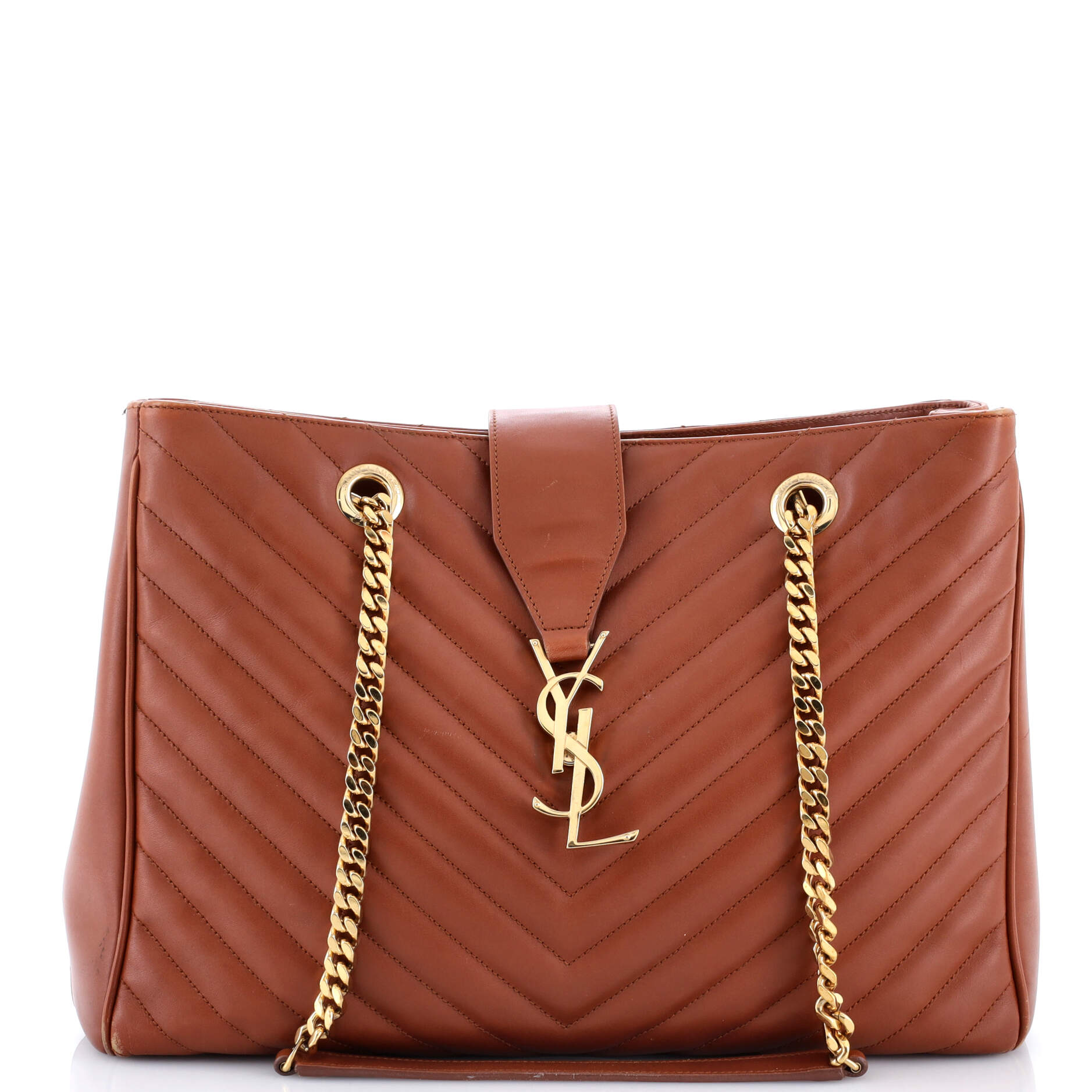 Classic Monogram Shopper Matelasse Chevron Leather Large