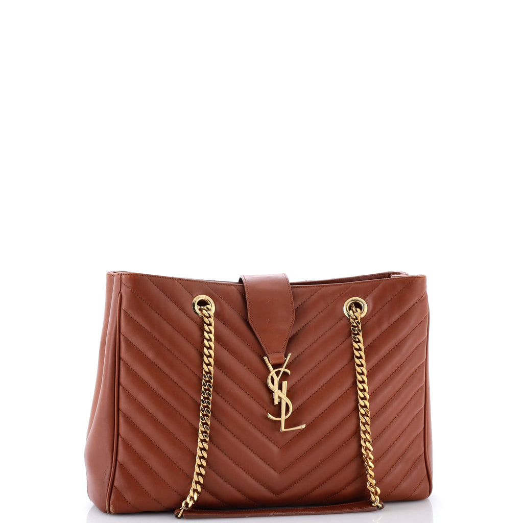 Classic Monogram Shopper Matelasse Chevron Leather Large