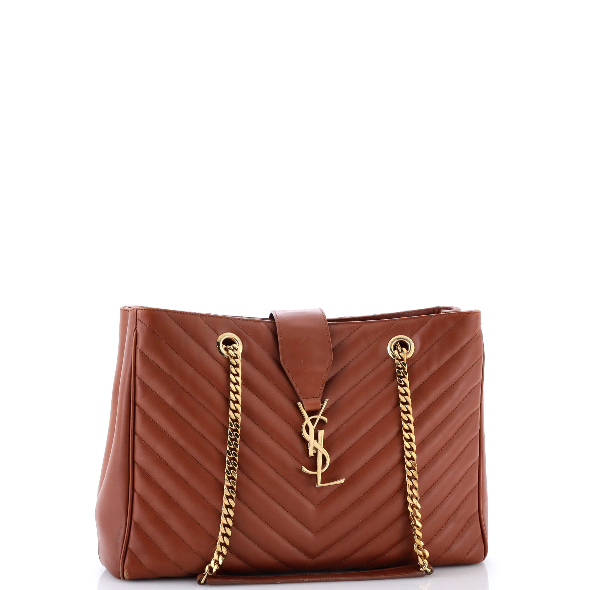 Classic Monogram Shopper Matelasse Chevron Leather Large