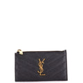Monogram Fragments Zip Card Holder Matelasse Chevron Leather