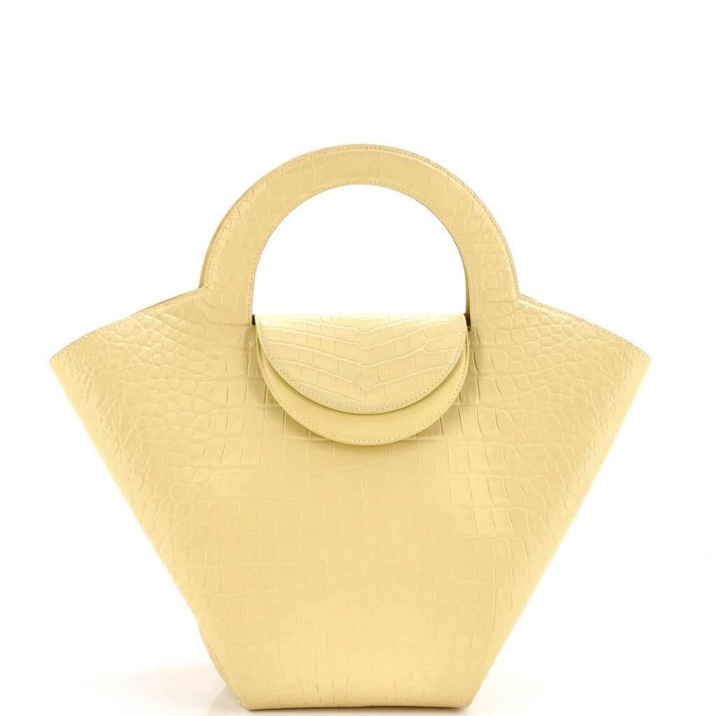 Doll Tote Crocodile Embossed Leather Medium