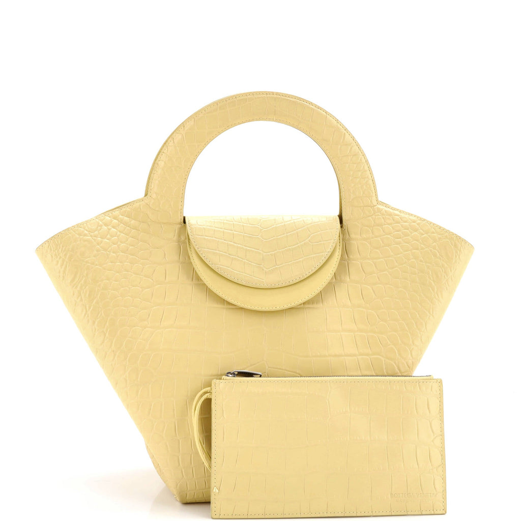 Doll Tote Crocodile Embossed Leather Medium