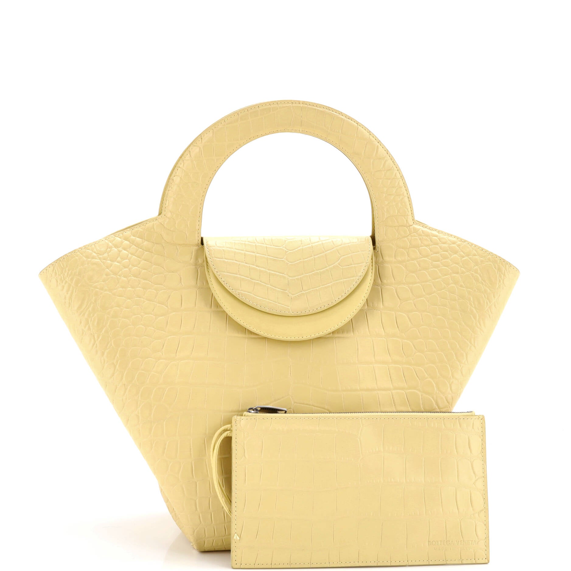 Doll Tote Crocodile Embossed Leather Medium