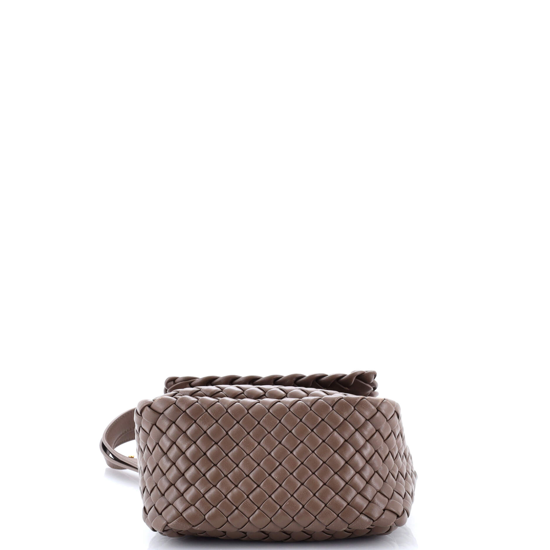 Cobble Flap Shoulder Bag Padded Intrecciato Leather Mini