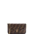 F is Fendi Envelope Clutch on Chain Zucca Embossed Leather