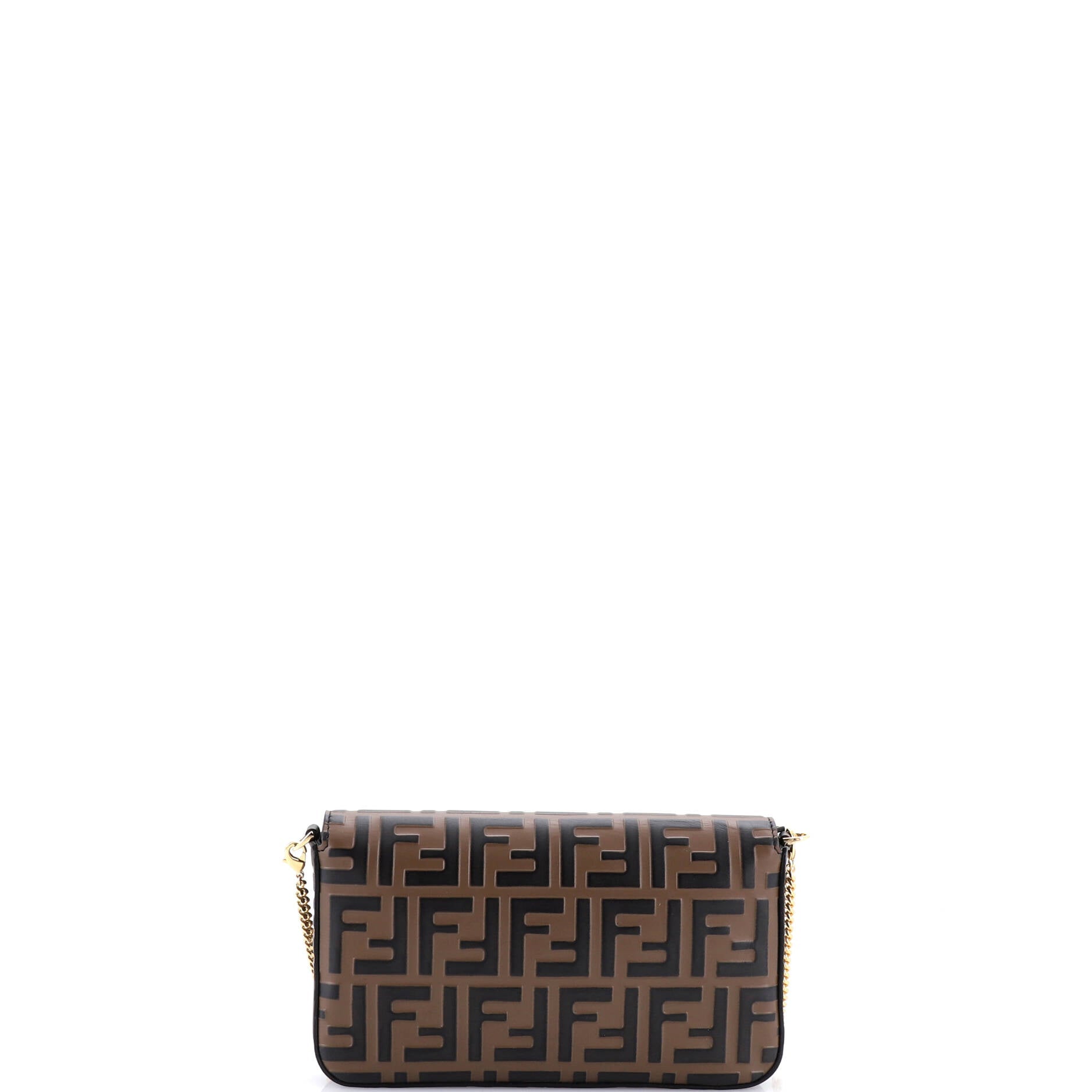 F is Fendi Envelope Clutch on Chain Zucca Embossed Leather