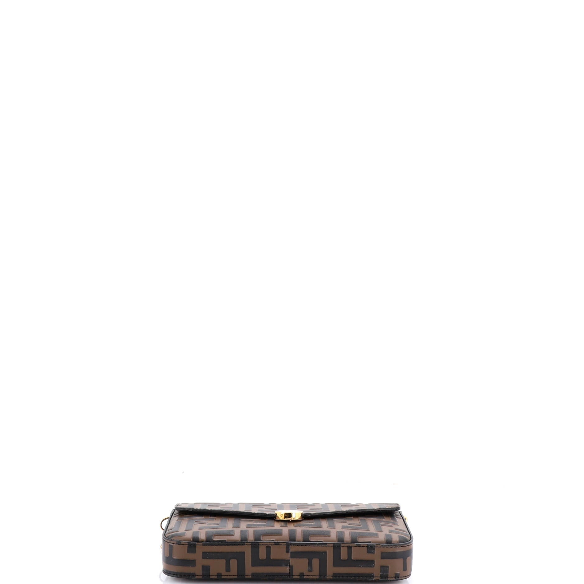 F is Fendi Envelope Clutch on Chain Zucca Embossed Leather