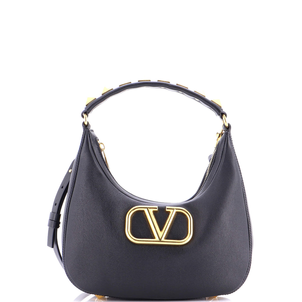 Stud Sign Zip Hobo Leather