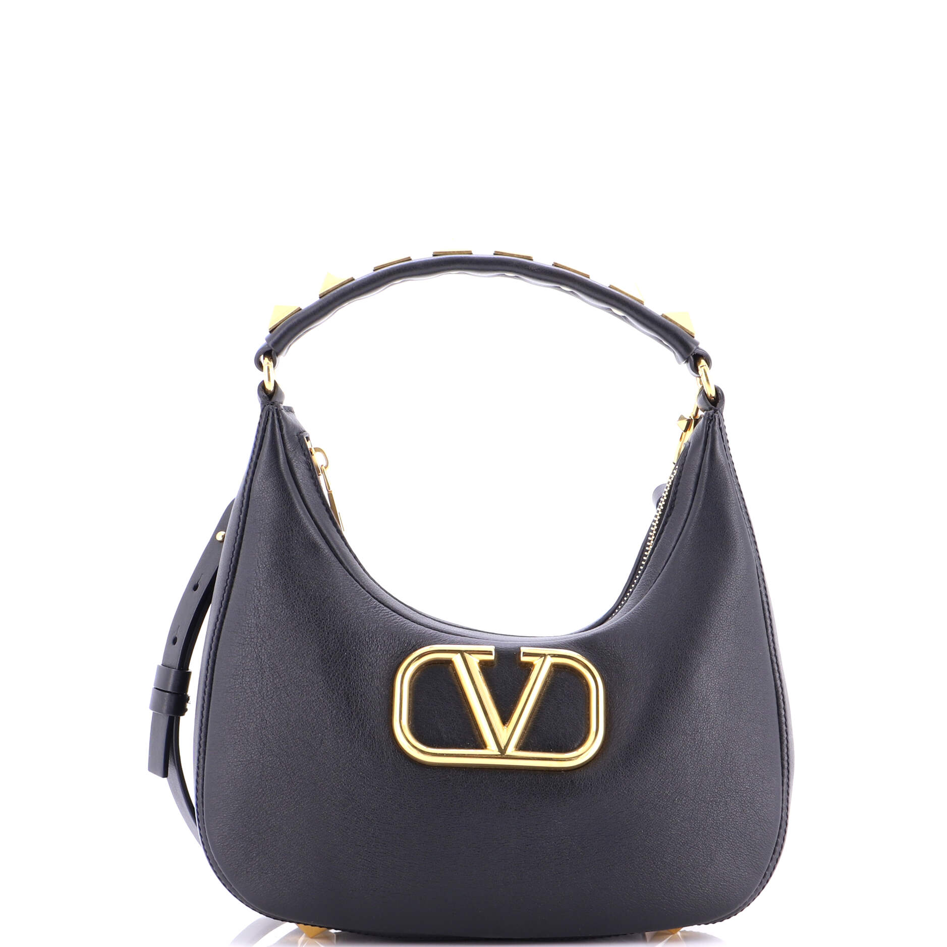 Stud Sign Zip Hobo Leather