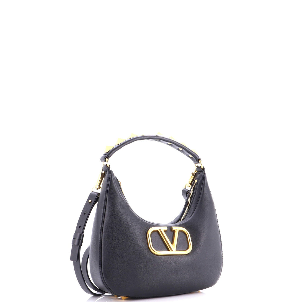 Stud Sign Zip Hobo Leather