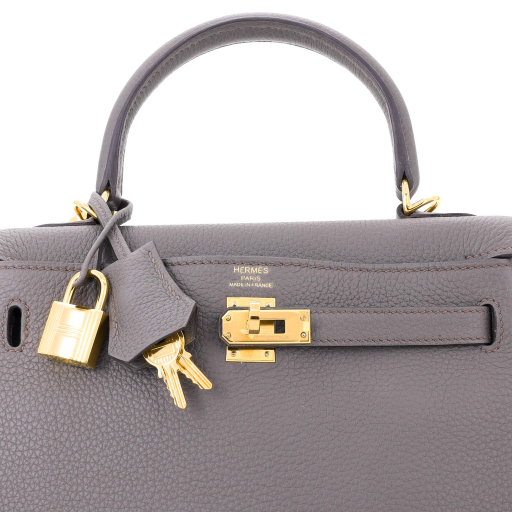 Kelly Handbag Grey Togo with Gold Hardware 25