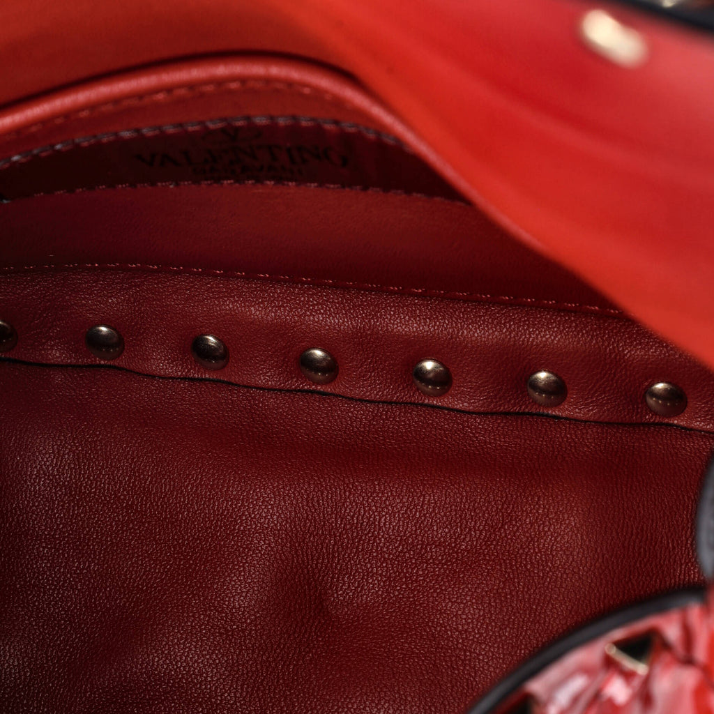 Rockstud Spike Flap Bag Quilted Patent Small