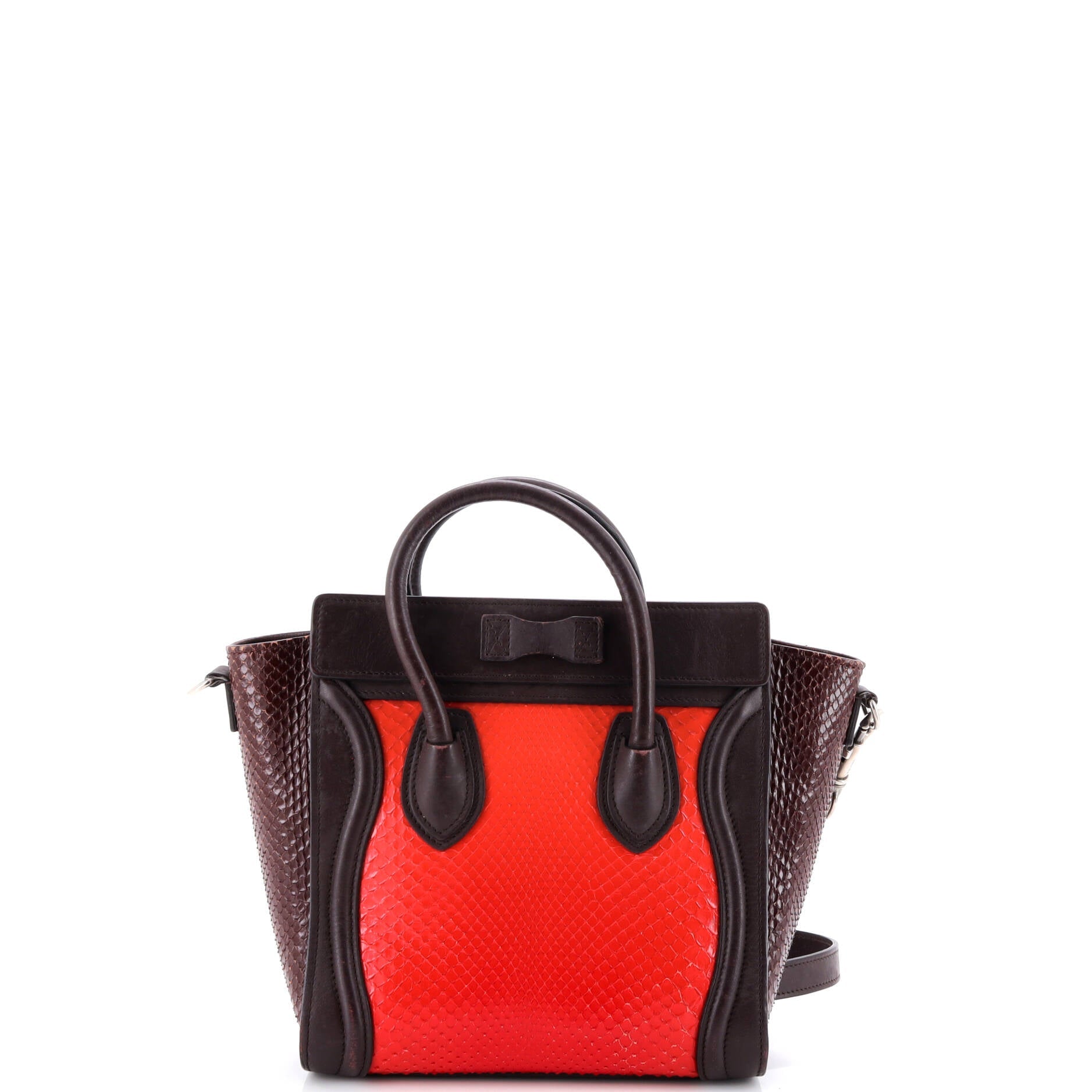Tricolor Luggage Bag Python and Leather Nano