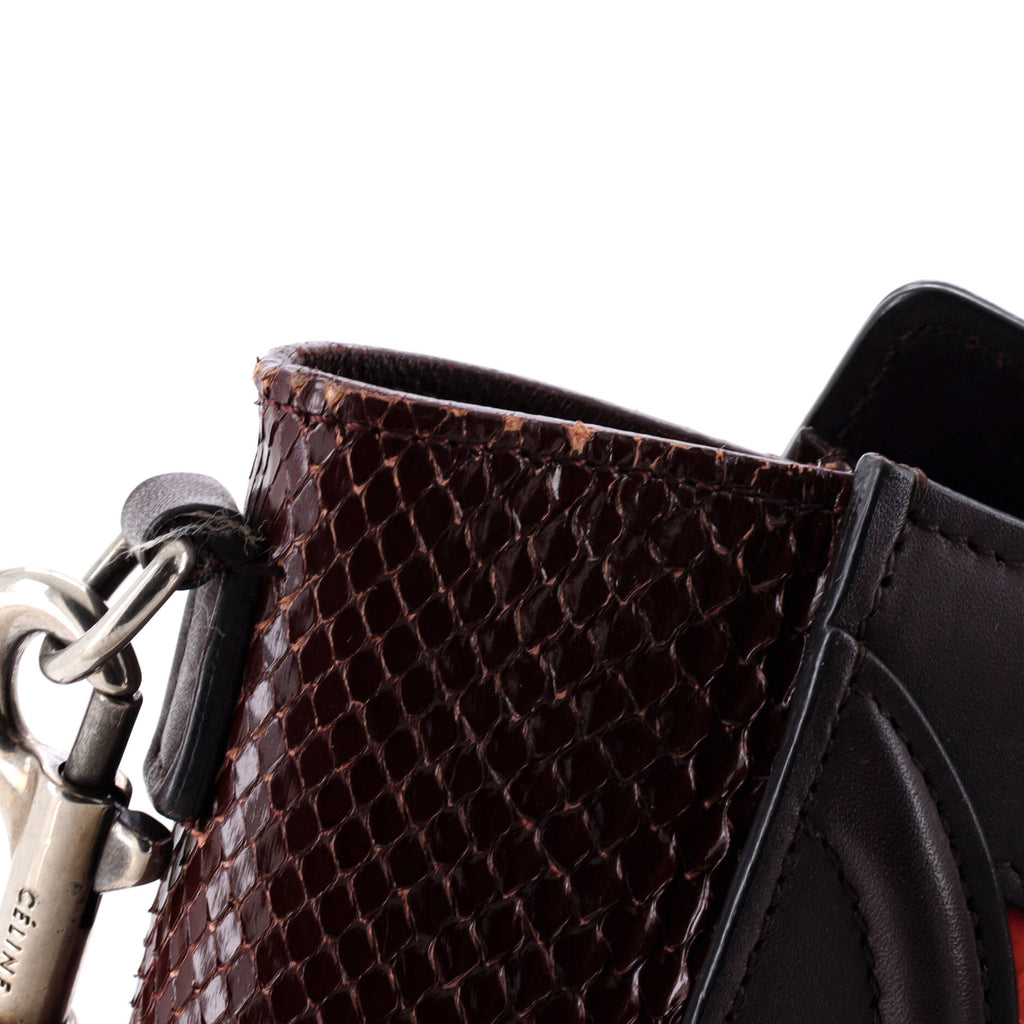Tricolor Luggage Bag Python and Leather Nano