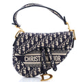 Saddle Handbag Logo Embroidered Oblique Canvas Medium