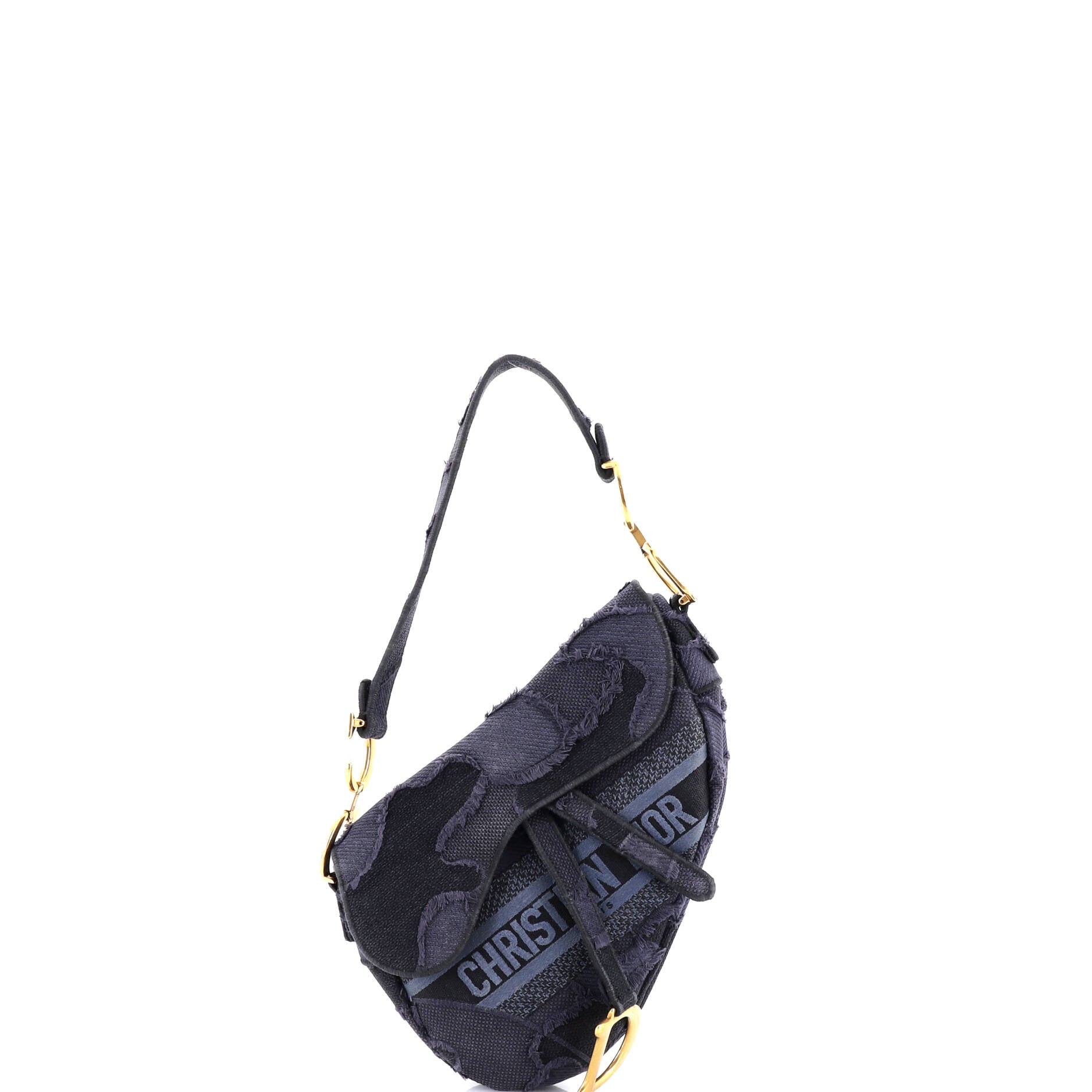 Saddle Handbag Camouflage Embroidered Canvas Medium